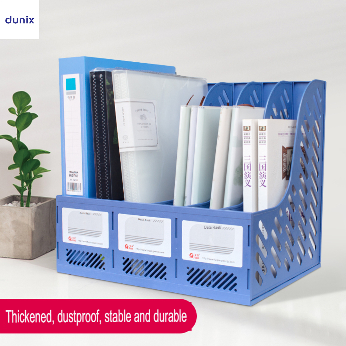 FQ823A 3-Compartment Desktop File Organizer – Heavy-Duty Plastic Document Rack | A4 Folder Holder