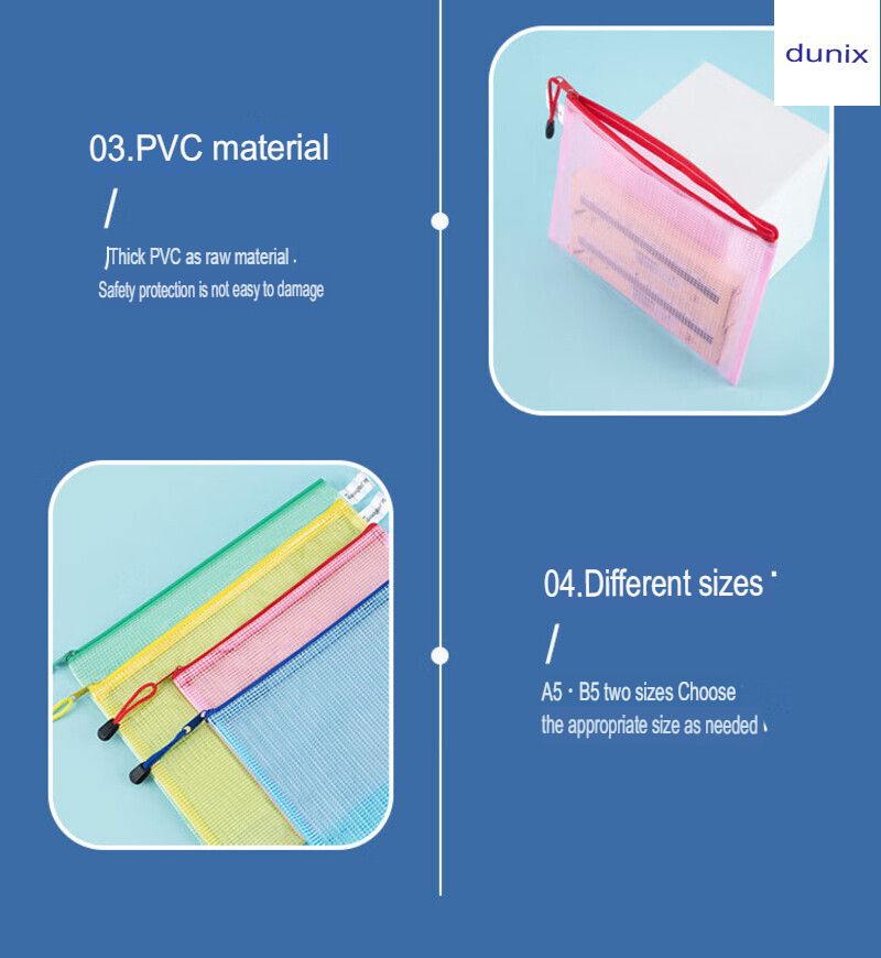 A5 GuangBo A6114  Mesh Zip Bag  Colorful Mesh PVC Zip File Bag Document Pouch