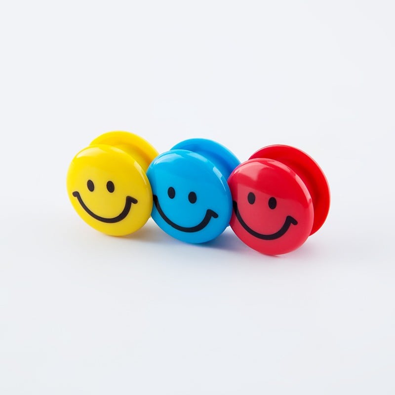 Guangbo CD2107 Smile Face Magnetic Button Set – 6pcs, 30mm Refrigerator/Whiteboard Magnets