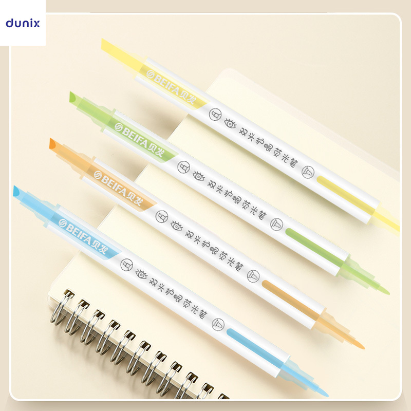 BEIFA Eye Protection Pastel Dual-Tip Highlighter Pens –  Soft Color, 6pcs Set