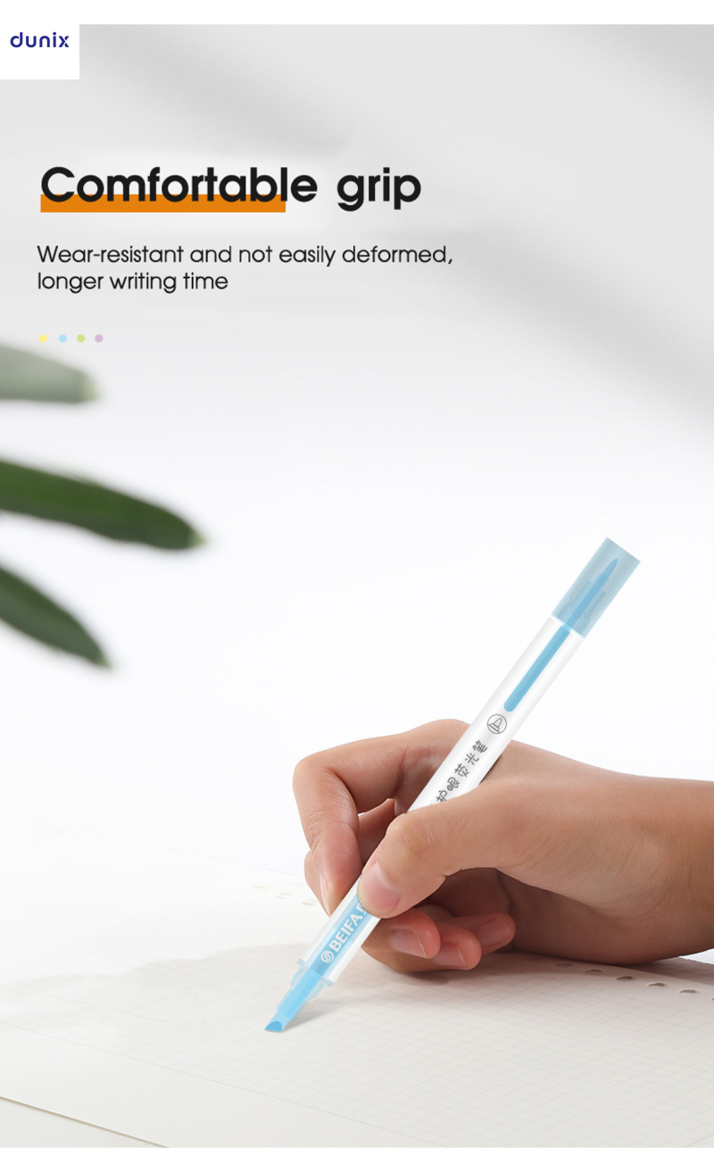 BEIFA Eye Protection Pastel Dual-Tip Highlighter Pens –  Soft Color, 6pcs Set