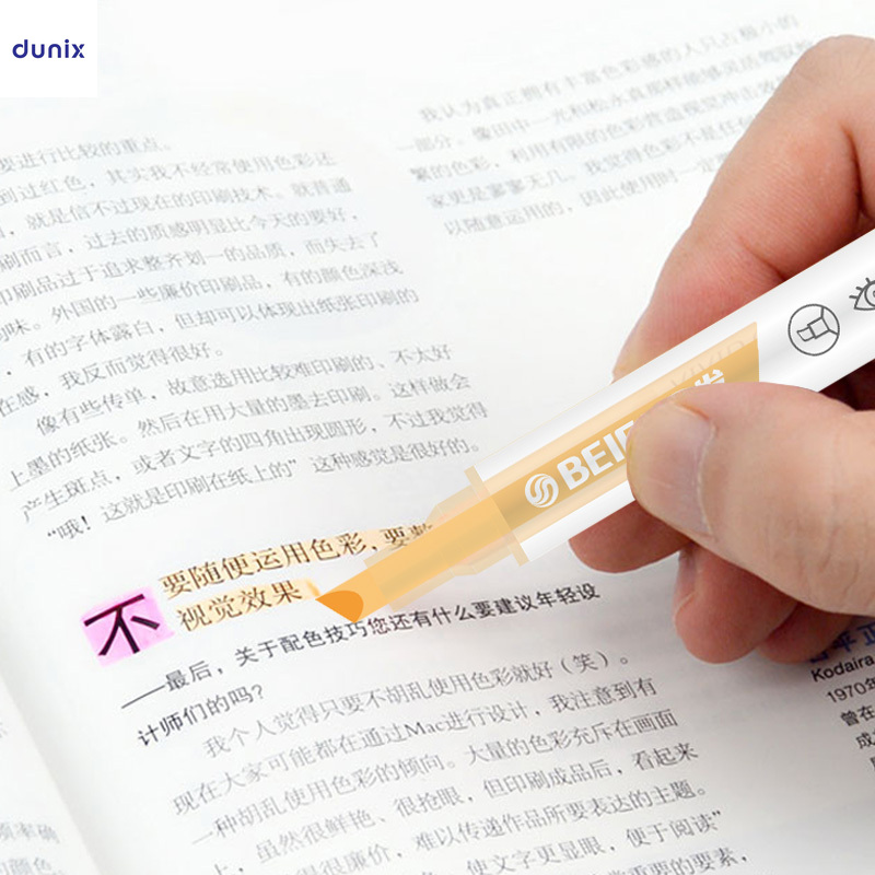 BEIFA Eye Protection Pastel Dual-Tip Highlighter Pens –  Soft Color, 6pcs Set