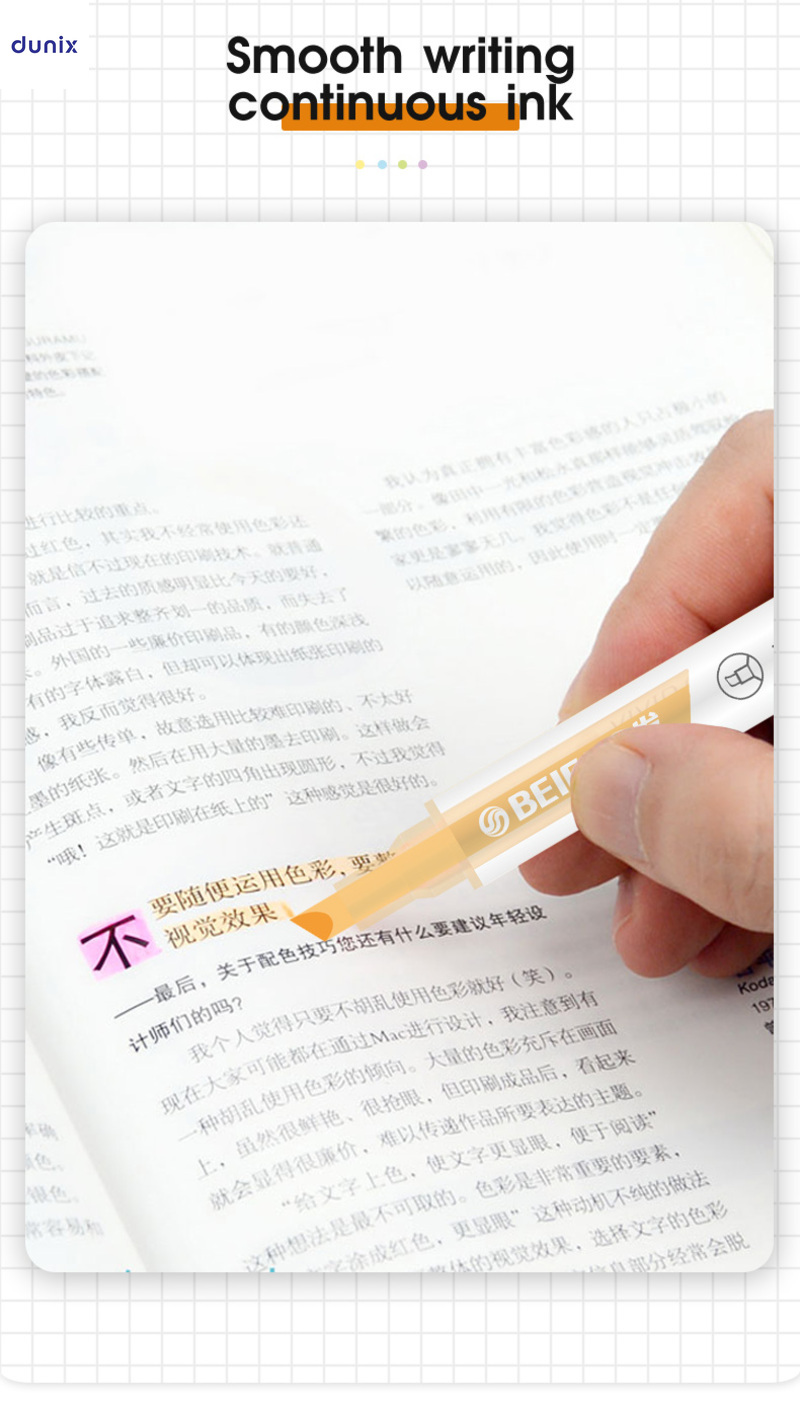 BEIFA Eye Protection Pastel Dual-Tip Highlighter Pens –  Soft Color, 6pcs Set