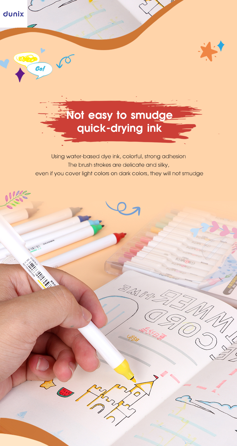 BEIFA DIDADI Pastel Pressed Marker Pen Set – 12 Colors Slim Barrel Design