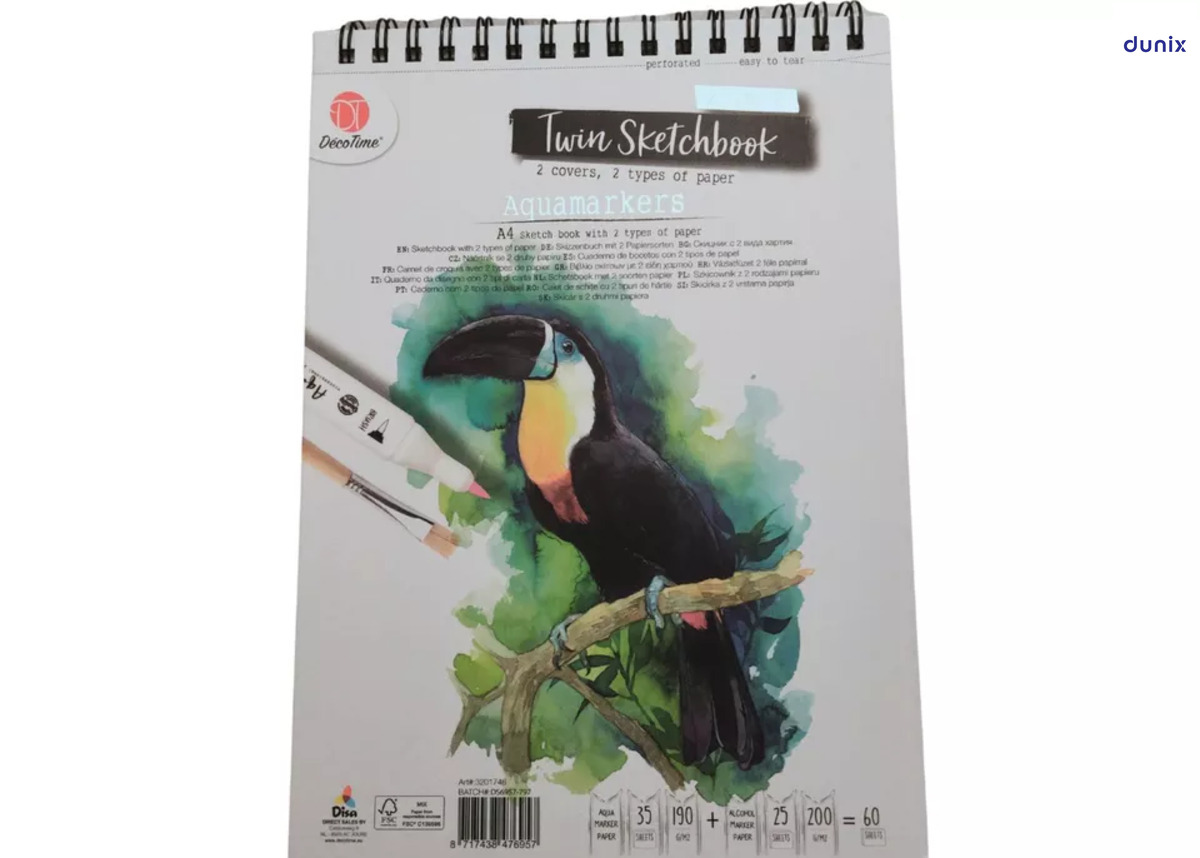 A4 Twin SketchBook – 120 Pages [60 Sheets] Spiral-Bound Drawing Pad for Artists, Students & Designers