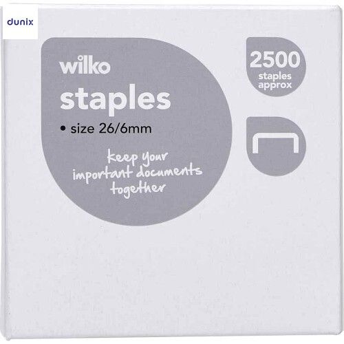 WILKO 26/6 Office Staples – 2500 Pcs Standard Size for Staplers