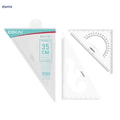 COKAI KJ-1135 Transparent Geometry Ruler Set – Protractor, French Curve & Triangle Ruler 35cm Transparent Set Square