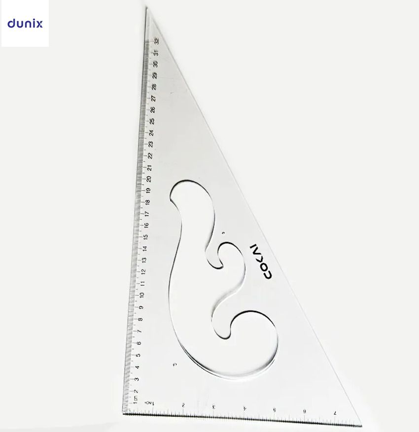 COKAI KJ-1135 Transparent Geometry Ruler Set – Protractor, French Curve & Triangle Ruler 35cm Transparent Set Square