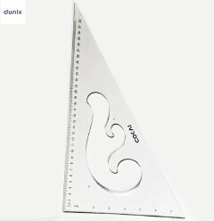 COKAI KJ-1135 Transparent Geometry Ruler Set – Protractor, French Curve & Triangle Ruler 35cm Transparent Set Square