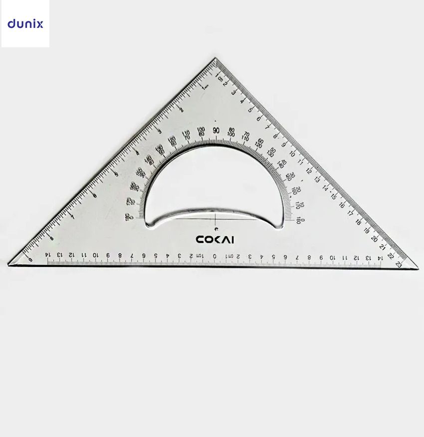 COKAI KJ-1135 Transparent Geometry Ruler Set – Protractor, French Curve & Triangle Ruler 35cm Transparent Set Square