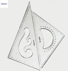 COKAI KJ-1135 Transparent Geometry Ruler Set – Protractor, French Curve & Triangle Ruler 35cm Transparent Set Square
