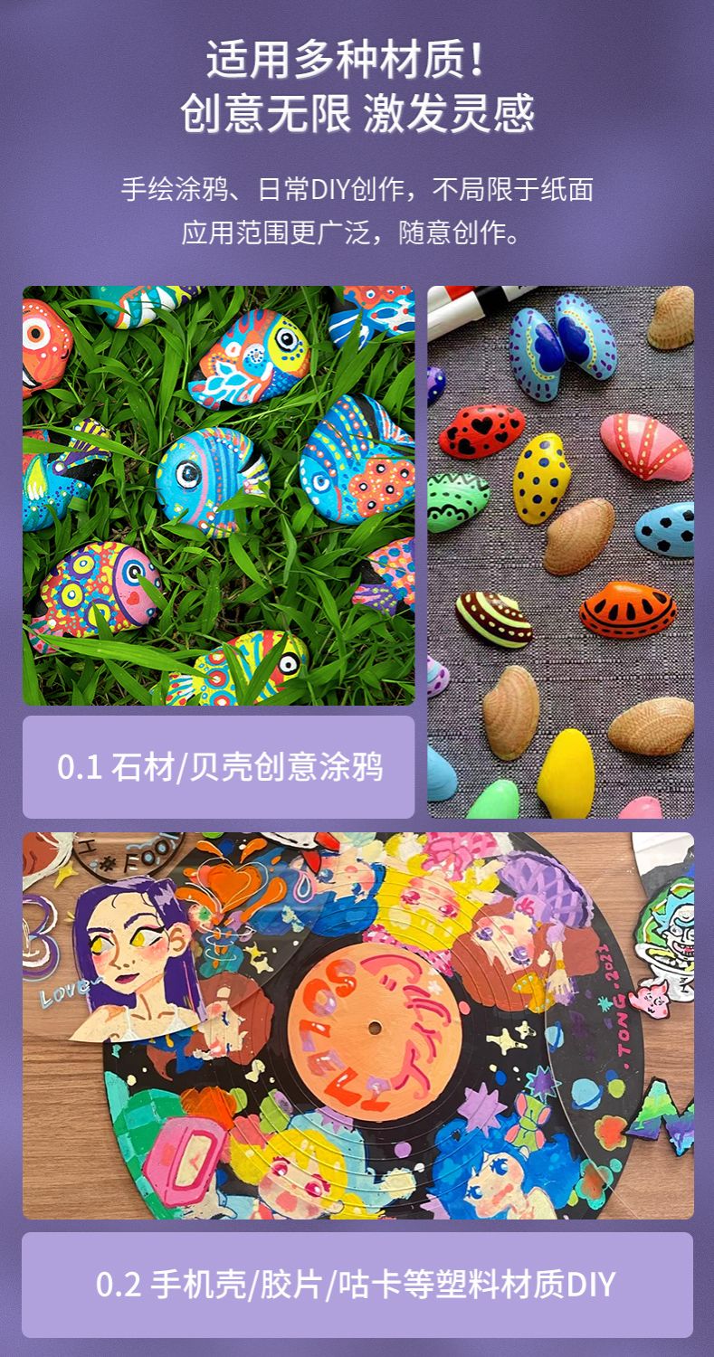 GUANGBO H02275 Soft Brush Acrylic Marker Set – 12 Colors  Acrylic Paint Pen Set  Soft Fiber Nib Marker Painting & Drawing Maker pens