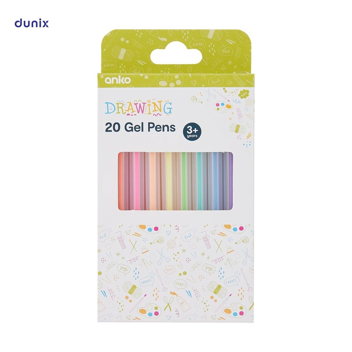 Anko 20-Color Gel Pen Set – Smooth Writing & Drawing, Assorted Pastel Ink, Non-Toxic
