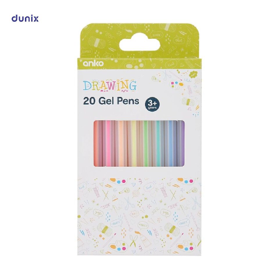 Anko 20-Color Gel Pen Set – Smooth Writing & Drawing, Assorted Pastel Ink, Non-Toxic