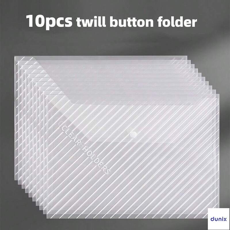 Clear A4 Document Holder GuangBo P0003  – Snap Button File Folder, Waterproof Plastic Envelope for Office & School