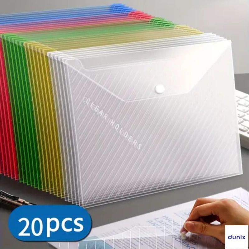 Clear A4 Document Holder GuangBo P0003  – Snap Button File Folder, Waterproof Plastic Envelope for Office & School
