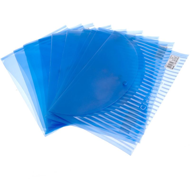 Clear A4 Document Holder GuangBo P0003  – Snap Button File Folder, Waterproof Plastic Envelope for Office & School
