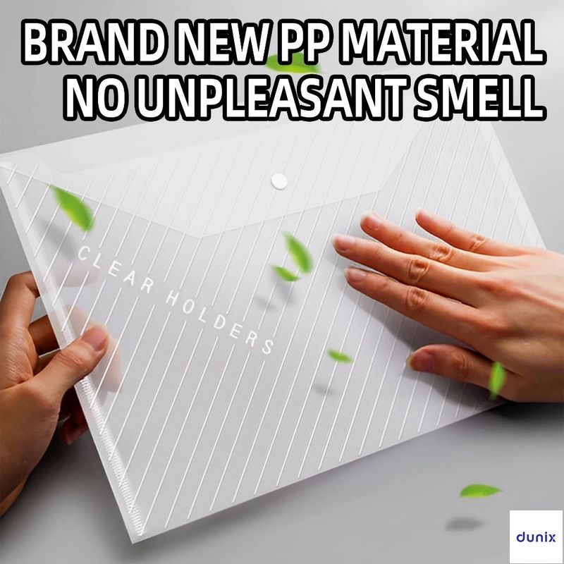 Clear A4 Document Holder GuangBo P0003  – Snap Button File Folder, Waterproof Plastic Envelope for Office & School