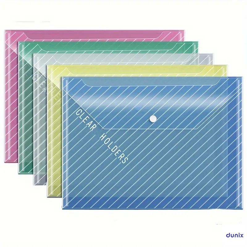 Clear A4 Document Holder GuangBo P0003  – Snap Button File Folder, Waterproof Plastic Envelope for Office & School