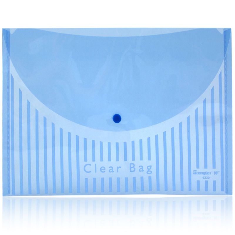 Clear A4 Document Holder GuangBo P0003  – Snap Button File Folder, Waterproof Plastic Envelope for Office & School