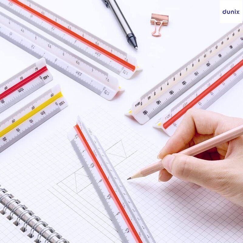 Scale Ruler, Plastic Triangular Scale, 30 cm Architecture Ruler, Triangular Ruler, Metric Scale Ruler (Scale 1:20, 1:25, 1:50, 1:75, 1:100, 1:125)