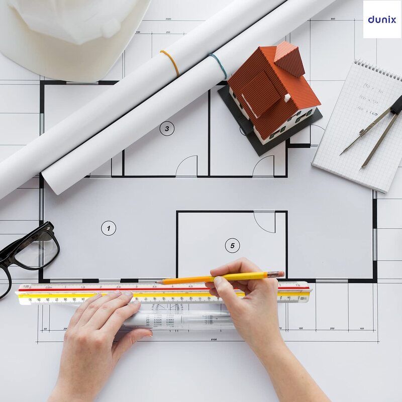 Scale Ruler, Plastic Triangular Scale, 30 cm Architecture Ruler, Triangular Ruler, Metric Scale Ruler (Scale 1:20, 1:25, 1:50, 1:75, 1:100, 1:125)