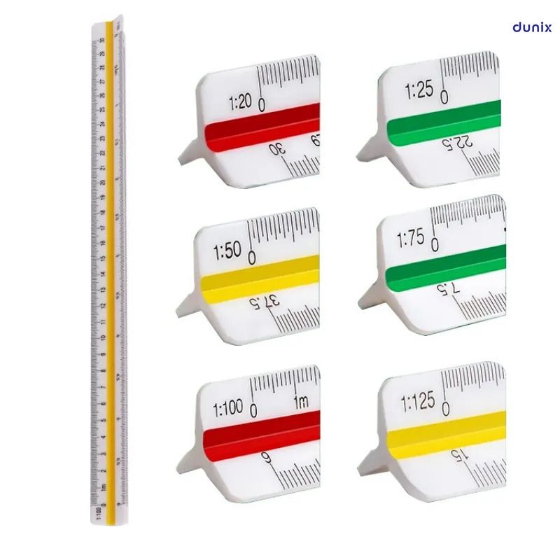 Scale Ruler, Plastic Triangular Scale, 30 cm Architecture Ruler, Triangular Ruler, Metric Scale Ruler (Scale 1:20, 1:25, 1:50, 1:75, 1:100, 1:125)
