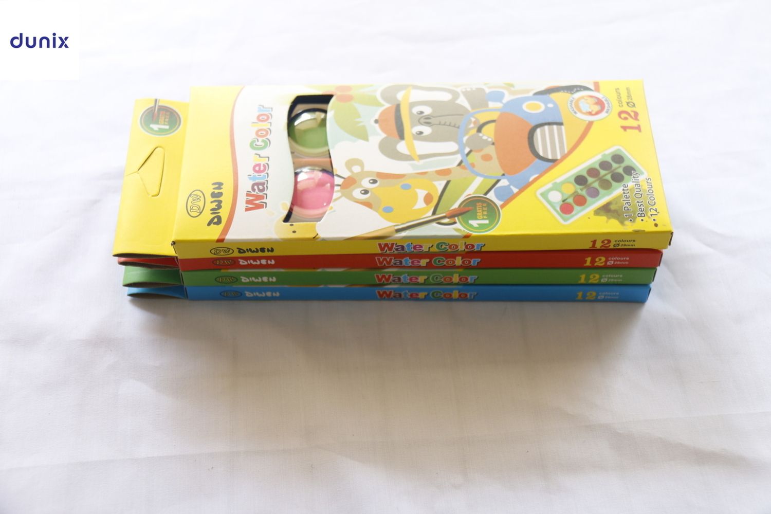 12-Color Watercolor Paint Set with Brush – Washable Non-Toxic Paints for Kids & Artists