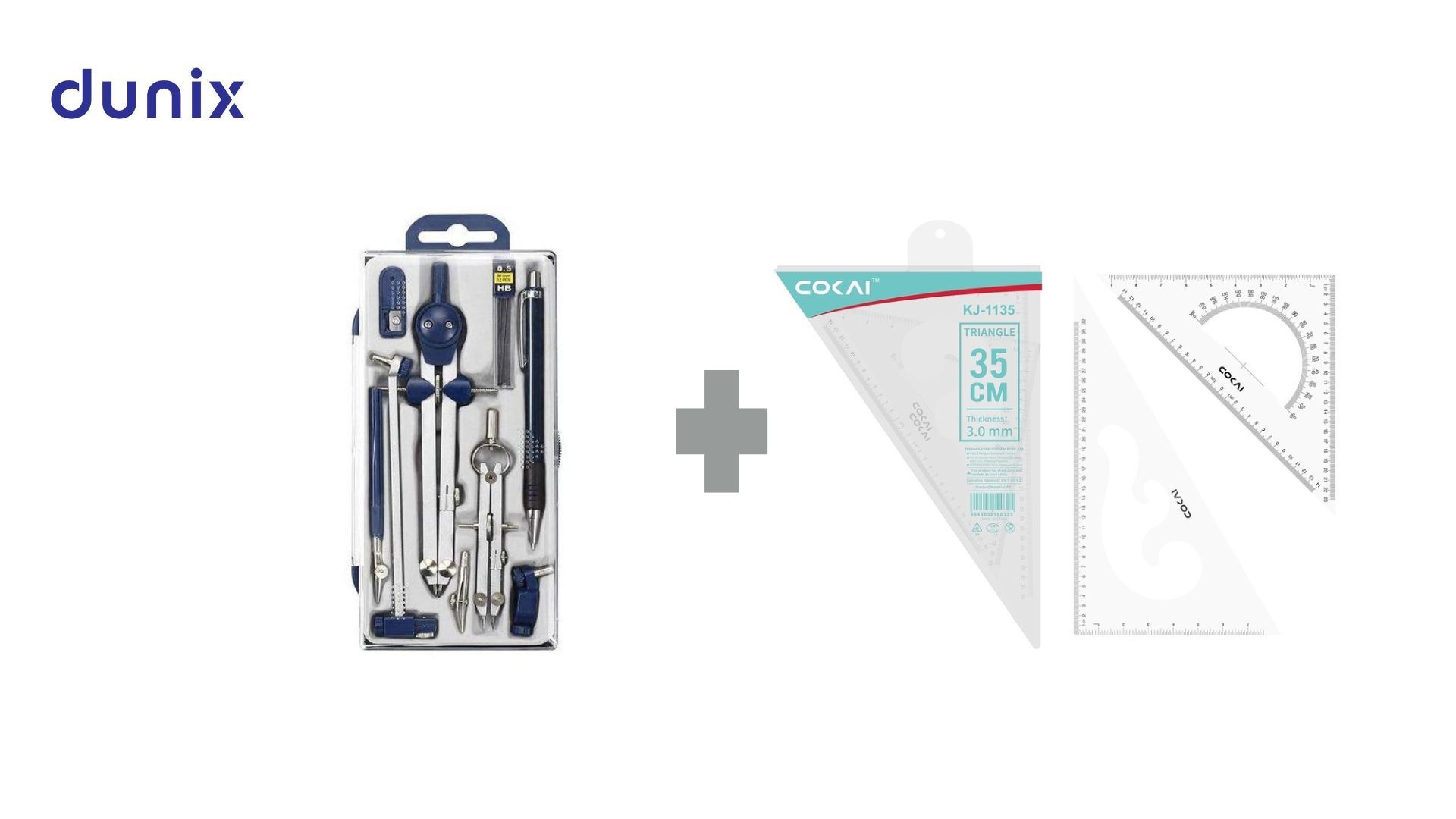 Dunix Technical Drawing Equipments Geometry Set (Cokai T-1460, 9 pcs Set, 35 cm Set Squares)  Professional Geometry & Drafting Tools Kit  Comprehensive Technical Drawing Instruments Bundle