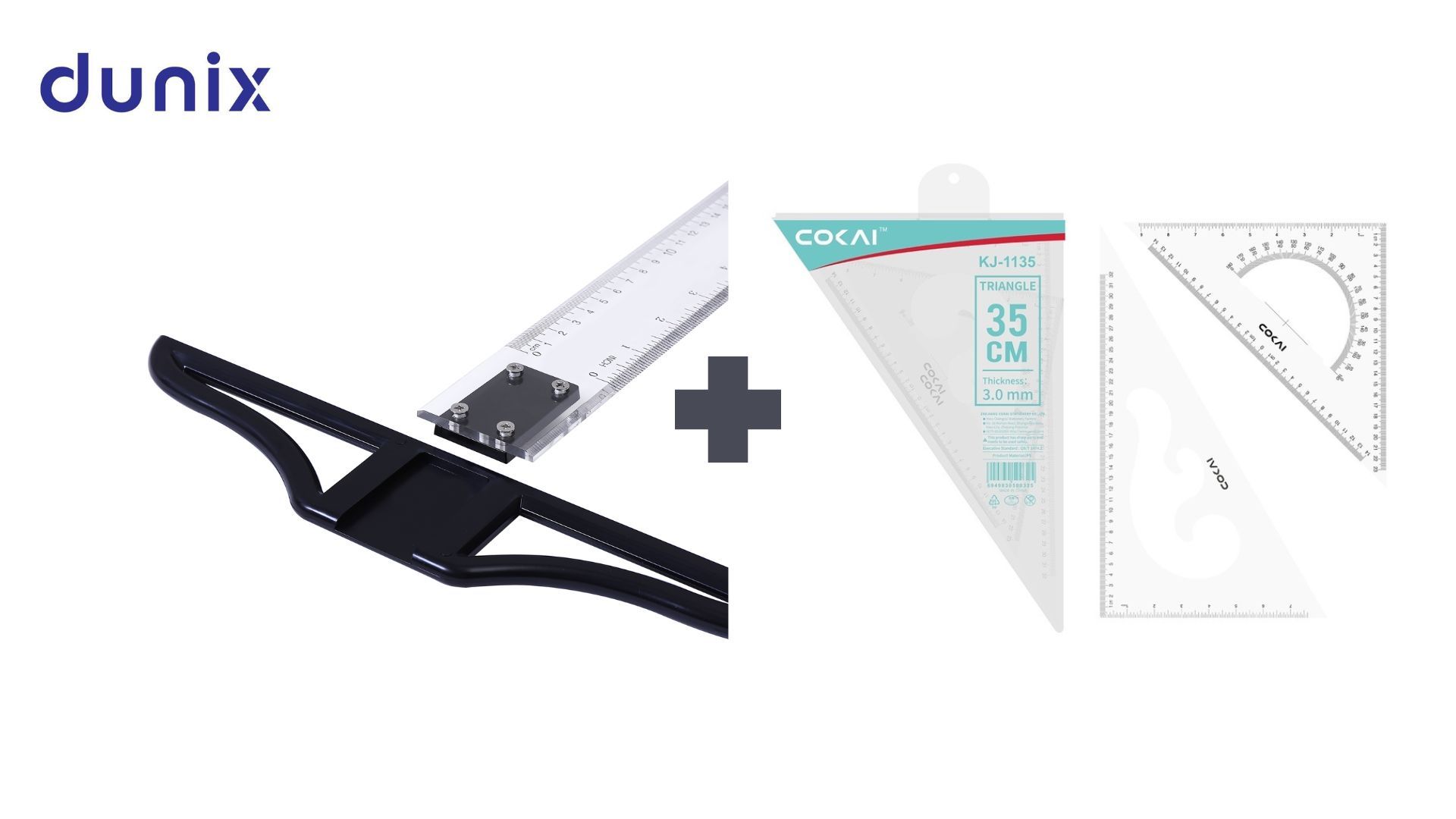 Dunix Technical Drawing Equipments Geometry Set (Cokai T-1460, 9 pcs Set, 35 cm Set Squares)  Professional Geometry & Drafting Tools Kit  Comprehensive Technical Drawing Instruments Bundle