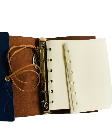 Vintage Leaf Charm PU Leather Notebook. A5/A6 Diary, Journal Memo
