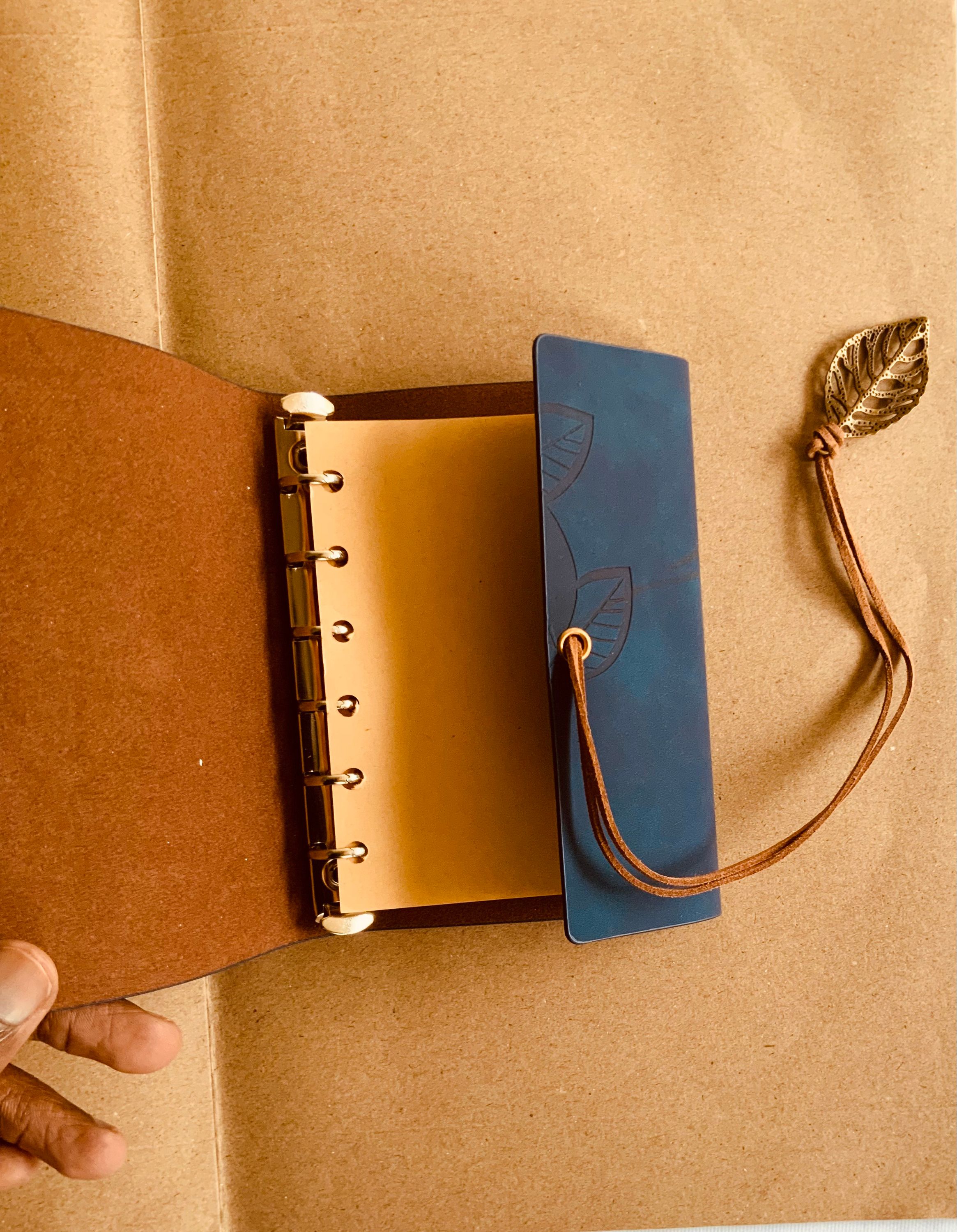 Vintage Leaf Charm PU Leather Notebook. A5/A6 Diary, Journal Memo