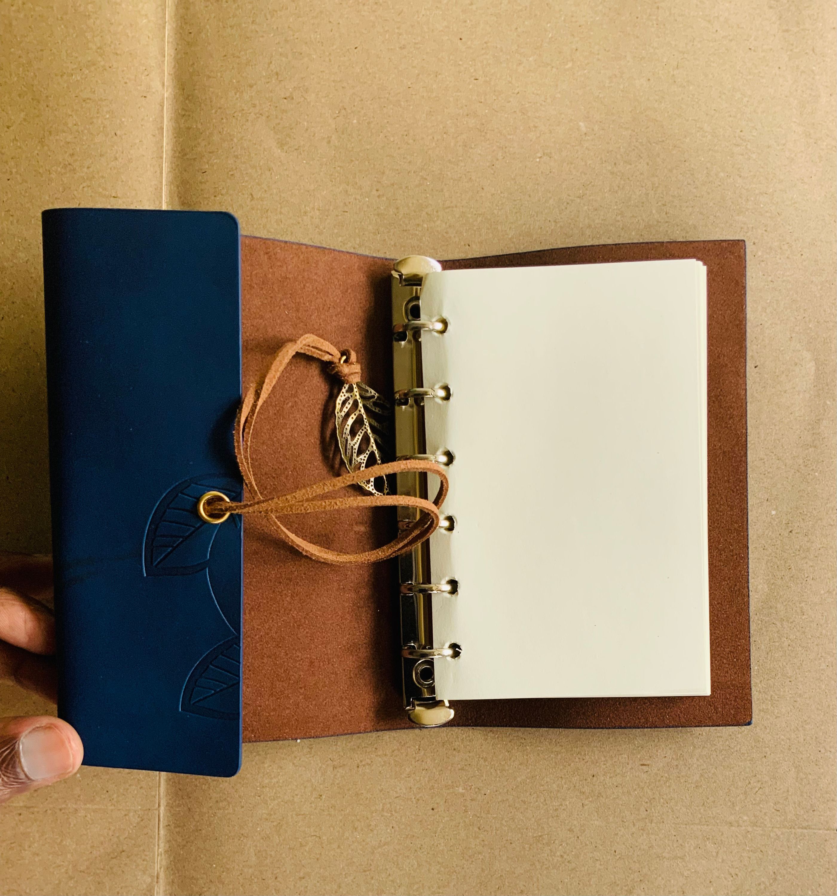 Vintage Leaf Charm PU Leather Notebook. A5/A6 Diary, Journal Memo