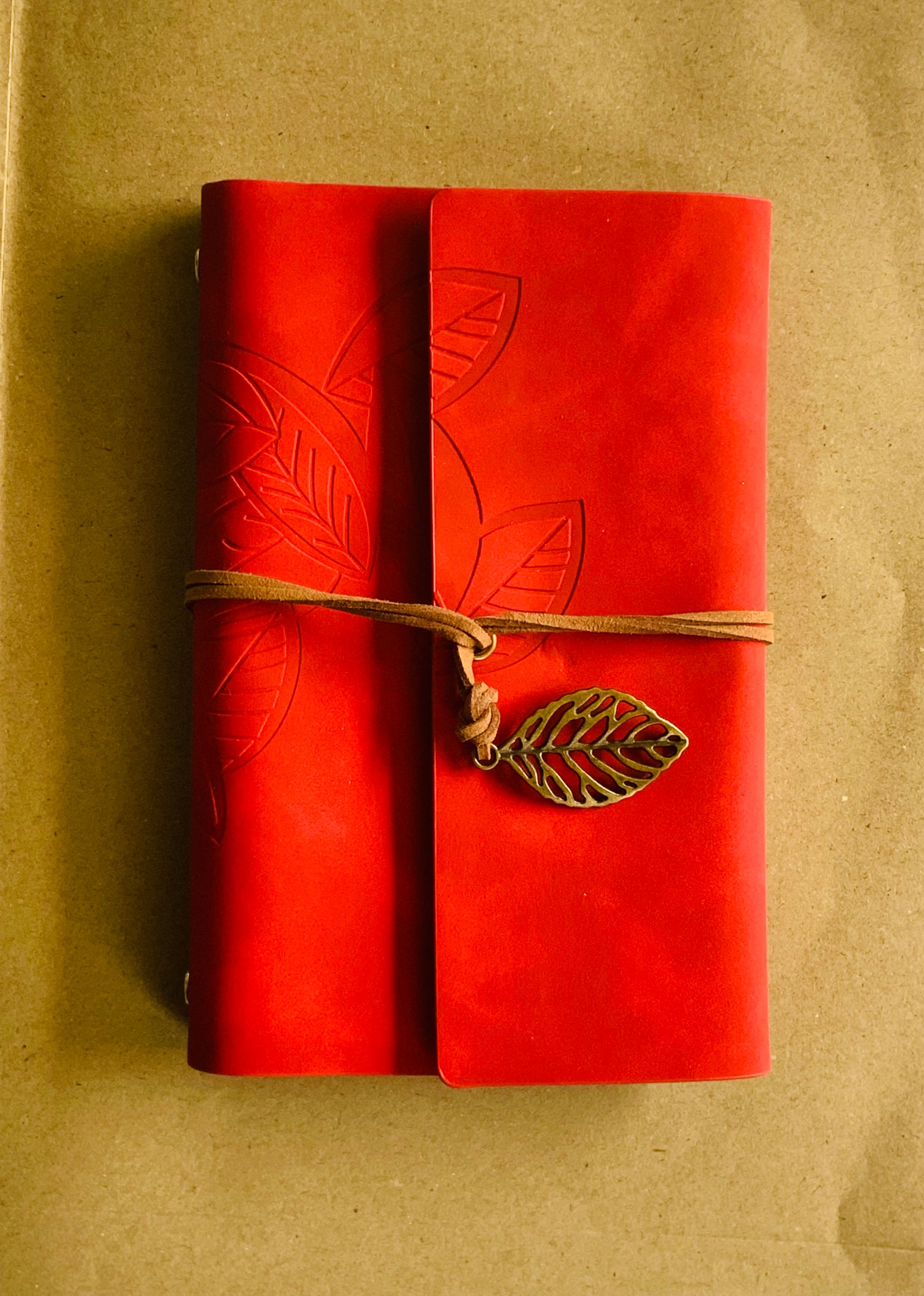 Vintage Leaf Charm PU Leather Notebook. A5/A6 Diary, Journal Memo