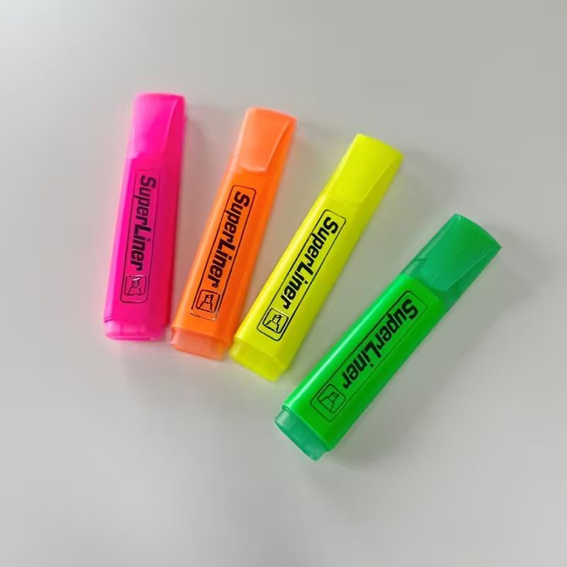 SuperLiner Highlighters – Fluorescent Marker Pens (4 Colors) Highlighter Set – Neon Color Study/Office Markers