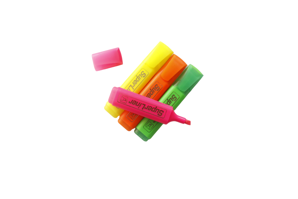 SuperLiner Highlighters – Fluorescent Marker Pens (4 Colors) Highlighter Set – Neon Color Study/Office Markers
