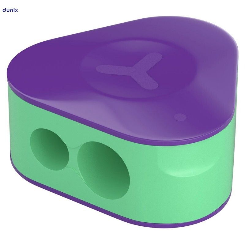 24 PCSS Berlingo Triangle Double-Hole Pencil Sharpeners – Assorted Colours, 24 Pieces Jar