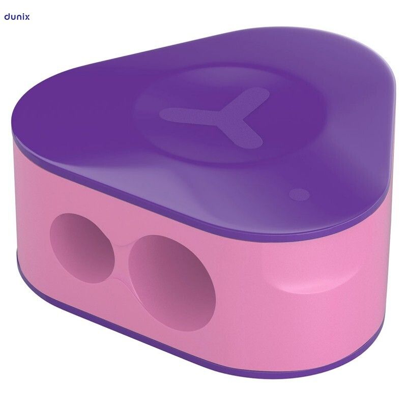 24 PCSS Berlingo Triangle Double-Hole Pencil Sharpeners – Assorted Colours, 24 Pieces Jar