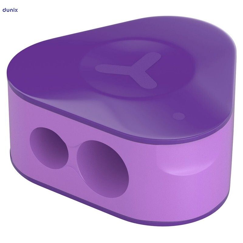 24 PCSS Berlingo Triangle Double-Hole Pencil Sharpeners – Assorted Colours, 24 Pieces Jar