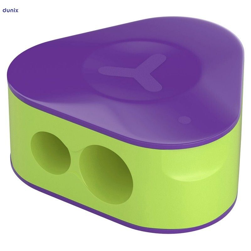 24 PCSS Berlingo Triangle Double-Hole Pencil Sharpeners – Assorted Colours, 24 Pieces Jar