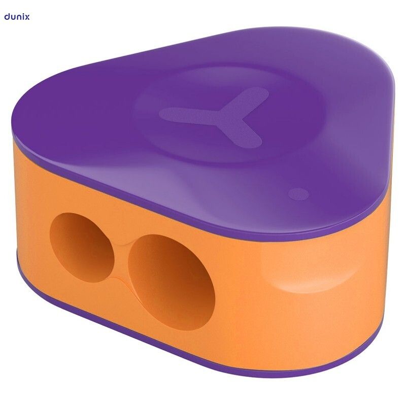 24 PCSS Berlingo Triangle Double-Hole Pencil Sharpeners – Assorted Colours, 24 Pieces Jar