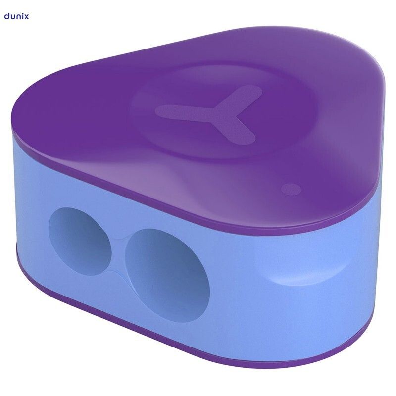 24 PCSS Berlingo Triangle Double-Hole Pencil Sharpeners – Assorted Colours, 24 Pieces Jar