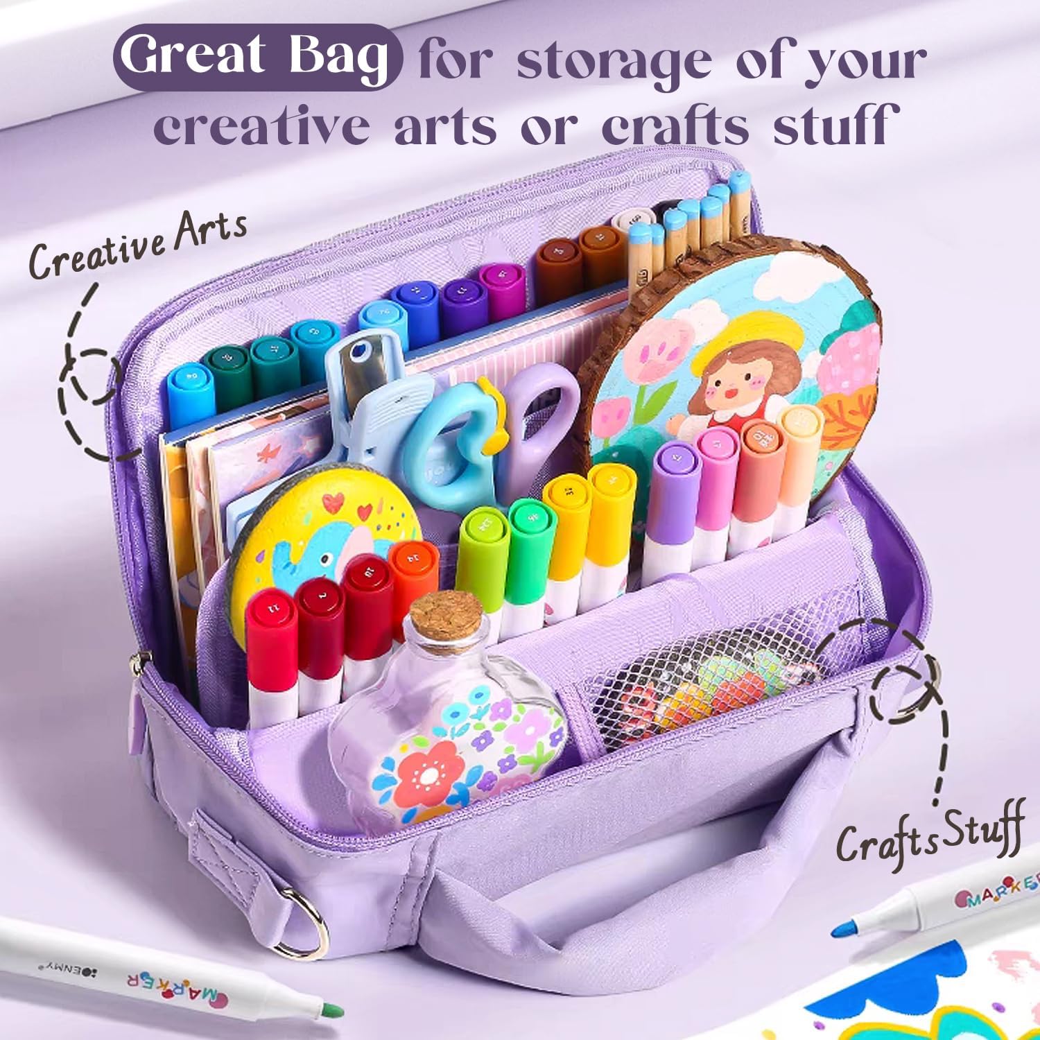 ENMY 48 Colors Acrylic Markers Set, Medium Tip Acrylic Paint Pens with Storage Bag, Oil-Based Waterproof Paint Marker Pen Set for Christmas Gift, Rock Painting, Canvas, Ceramic DIY Craft, Art Supplies