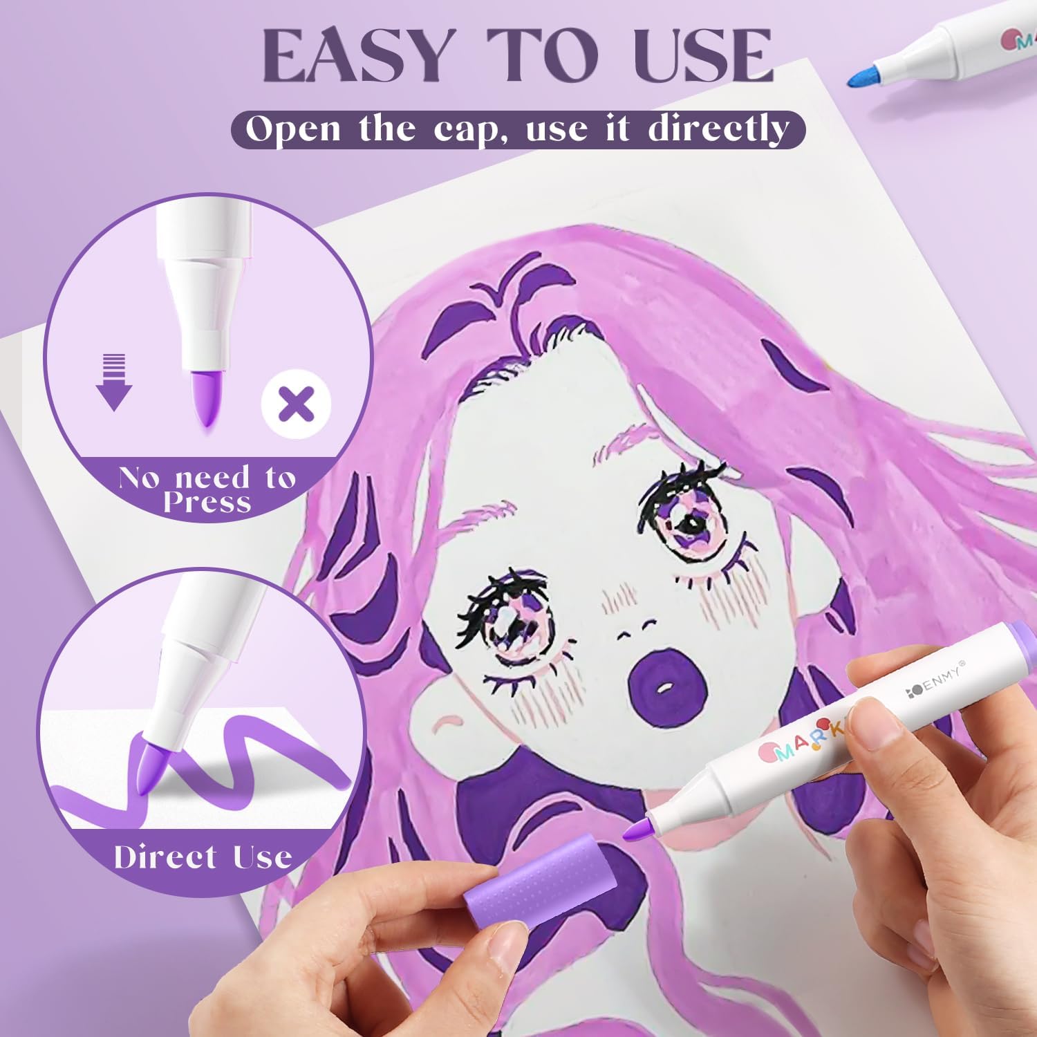 ENMY 48 Colors Acrylic Markers Set, Medium Tip Acrylic Paint Pens with Storage Bag, Oil-Based Waterproof Paint Marker Pen Set for Christmas Gift, Rock Painting, Canvas, Ceramic DIY Craft, Art Supplies
