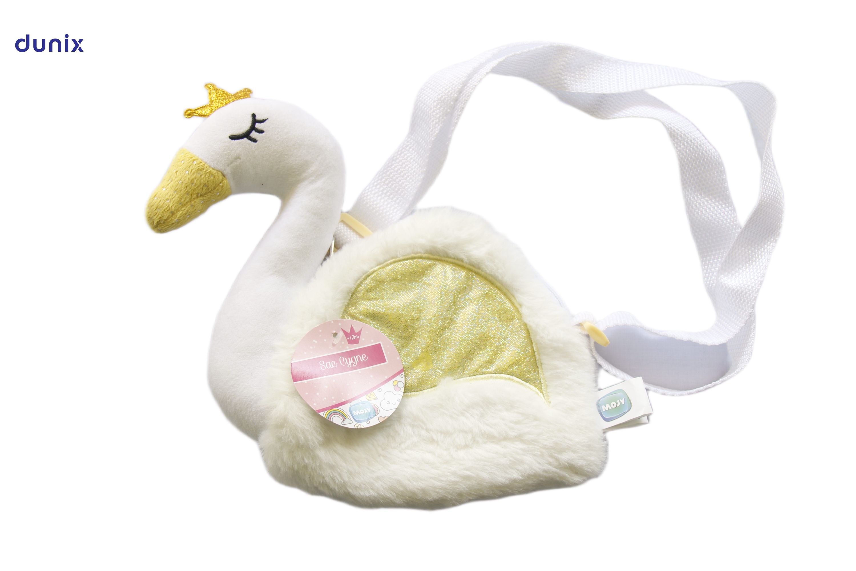 Cute Swan Pencil Pouch – Plush Cartoon Zipper Pen Bag – Kids Shoulder Stationery Bag – Girls School Pencil Case