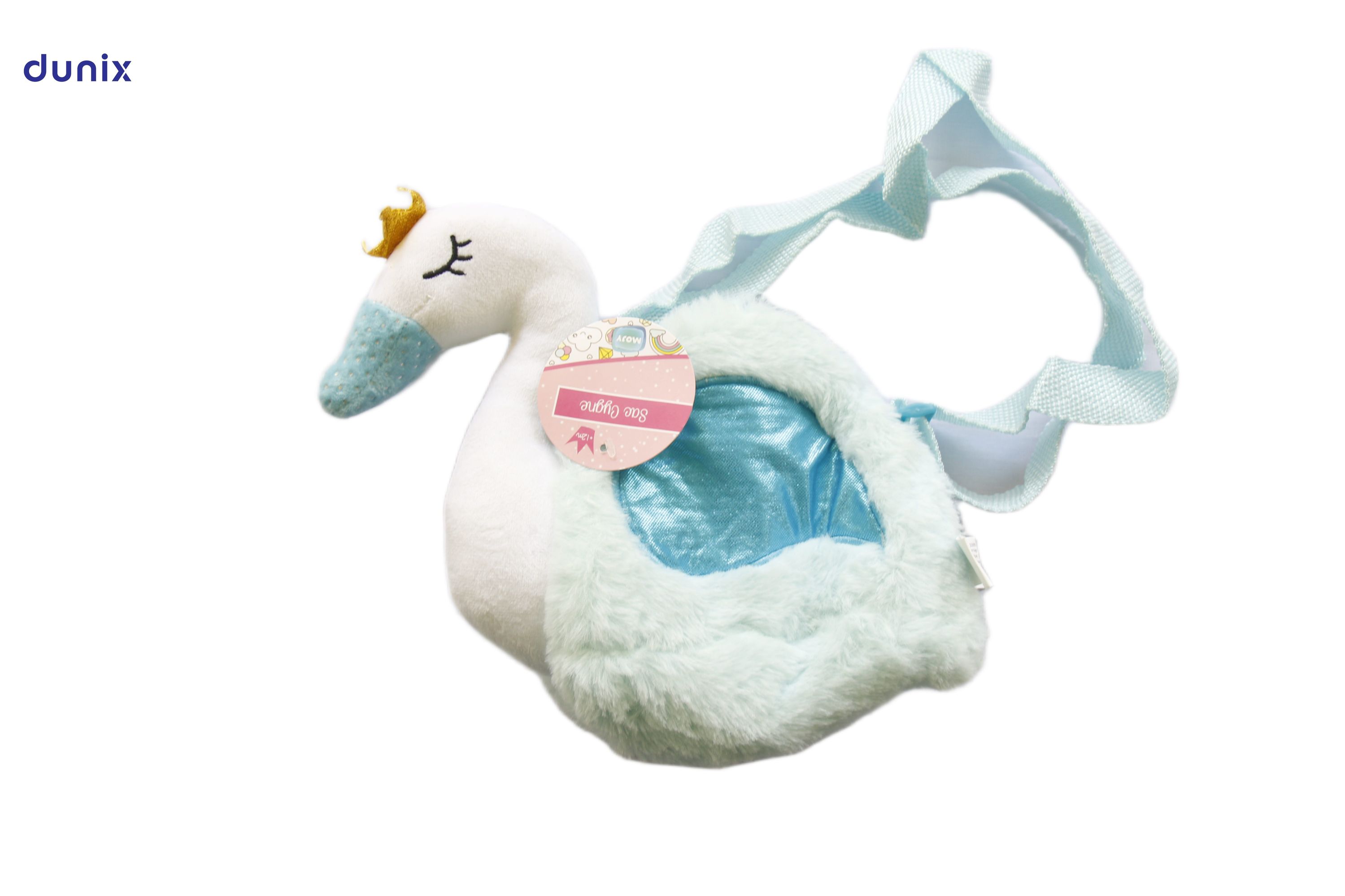 Cute Swan Pencil Pouch – Plush Cartoon Zipper Pen Bag – Kids Shoulder Stationery Bag – Girls School Pencil Case