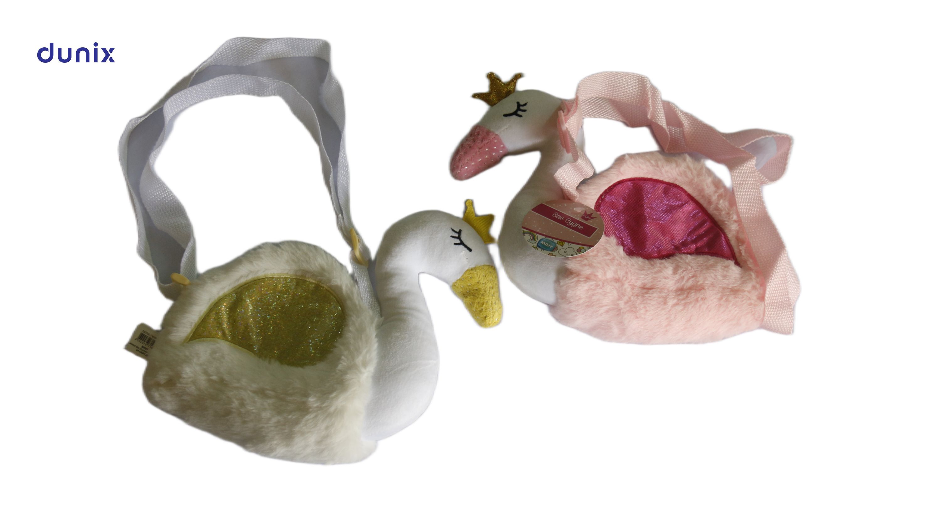 Cute Swan Pencil Pouch – Plush Cartoon Zipper Pen Bag – Kids Shoulder Stationery Bag – Girls School Pencil Case