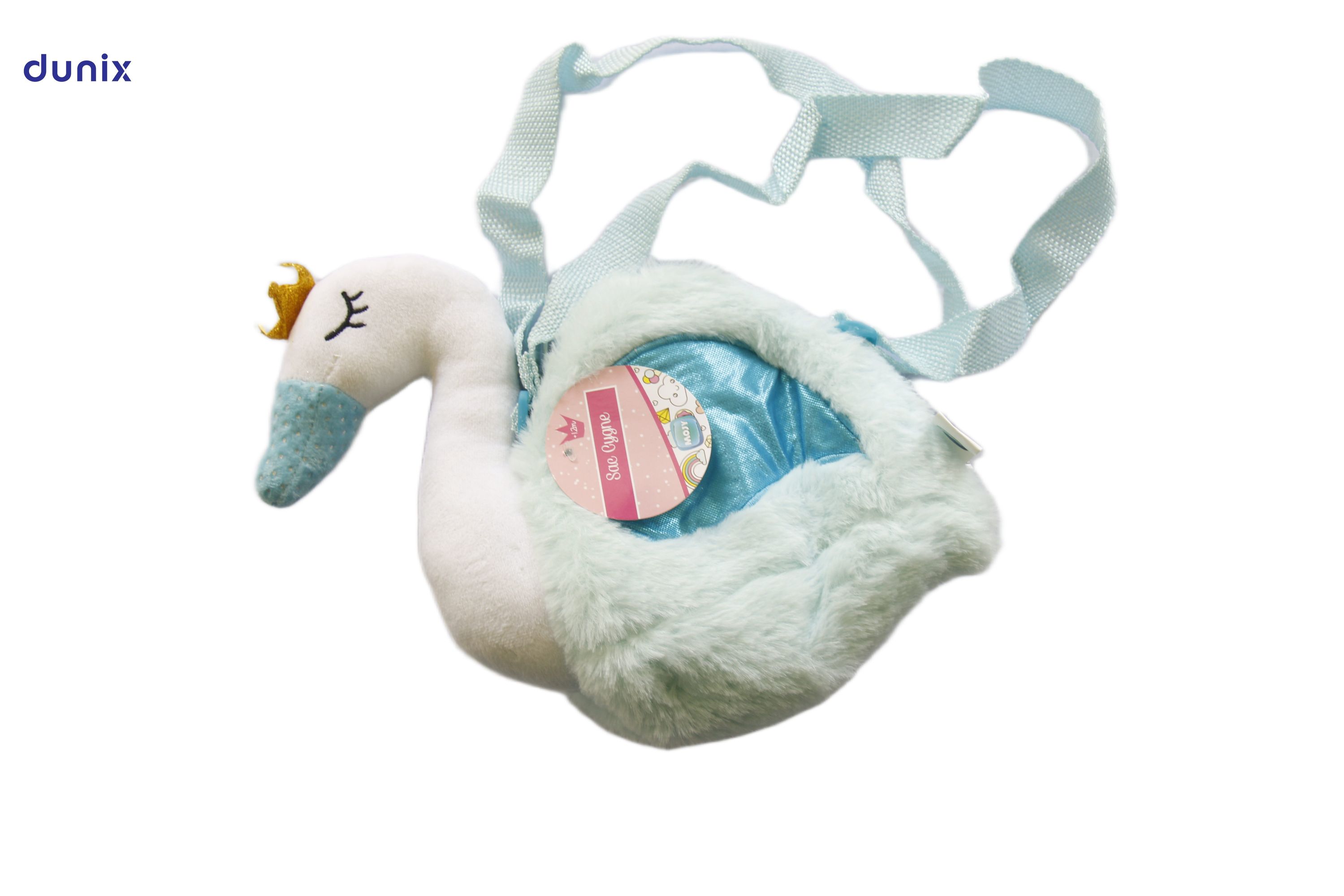 Cute Swan Pencil Pouch – Plush Cartoon Zipper Pen Bag – Kids Shoulder Stationery Bag – Girls School Pencil Case