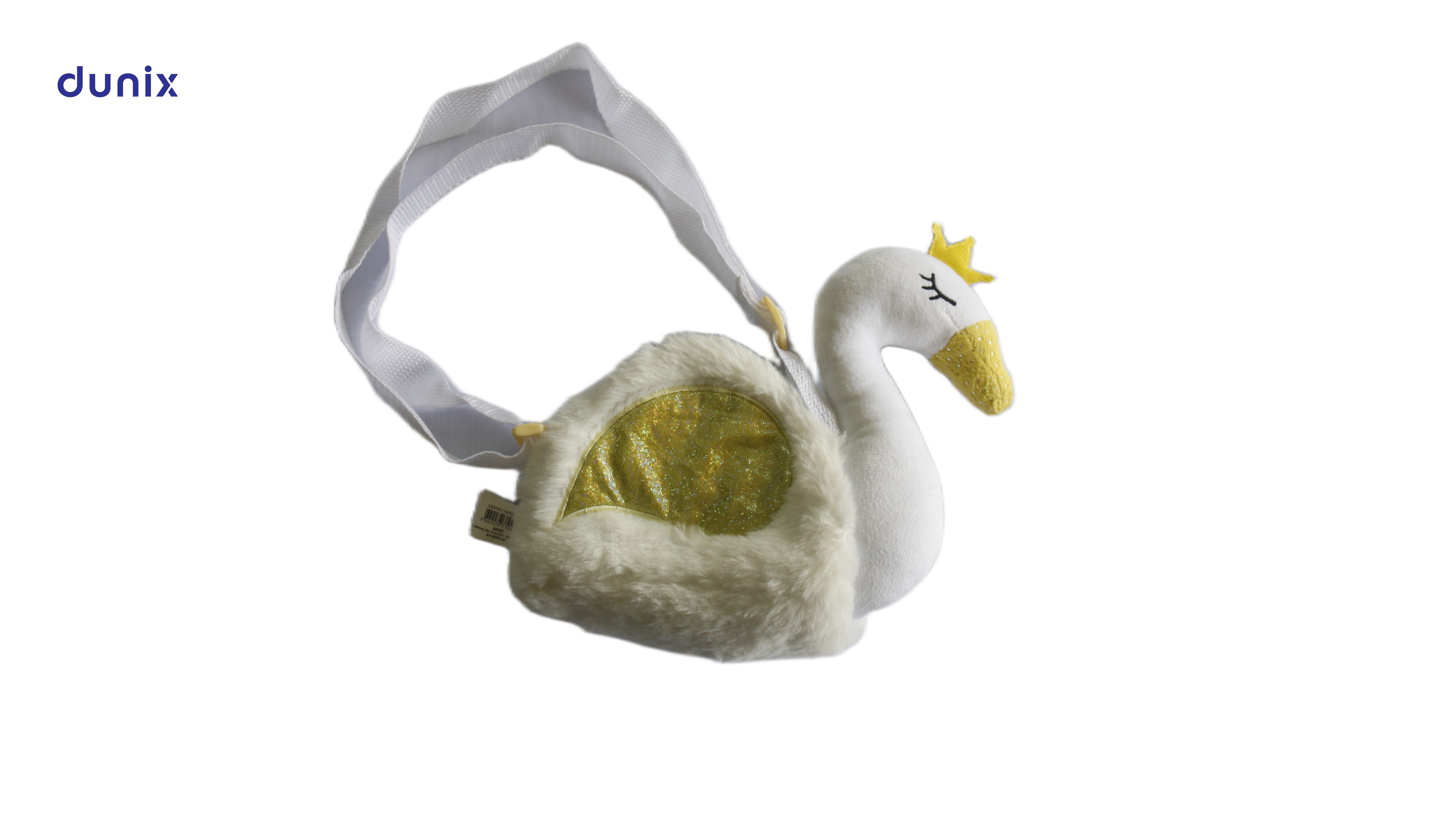 Cute Swan Pencil Pouch – Plush Cartoon Zipper Pen Bag – Kids Shoulder Stationery Bag – Girls School Pencil Case