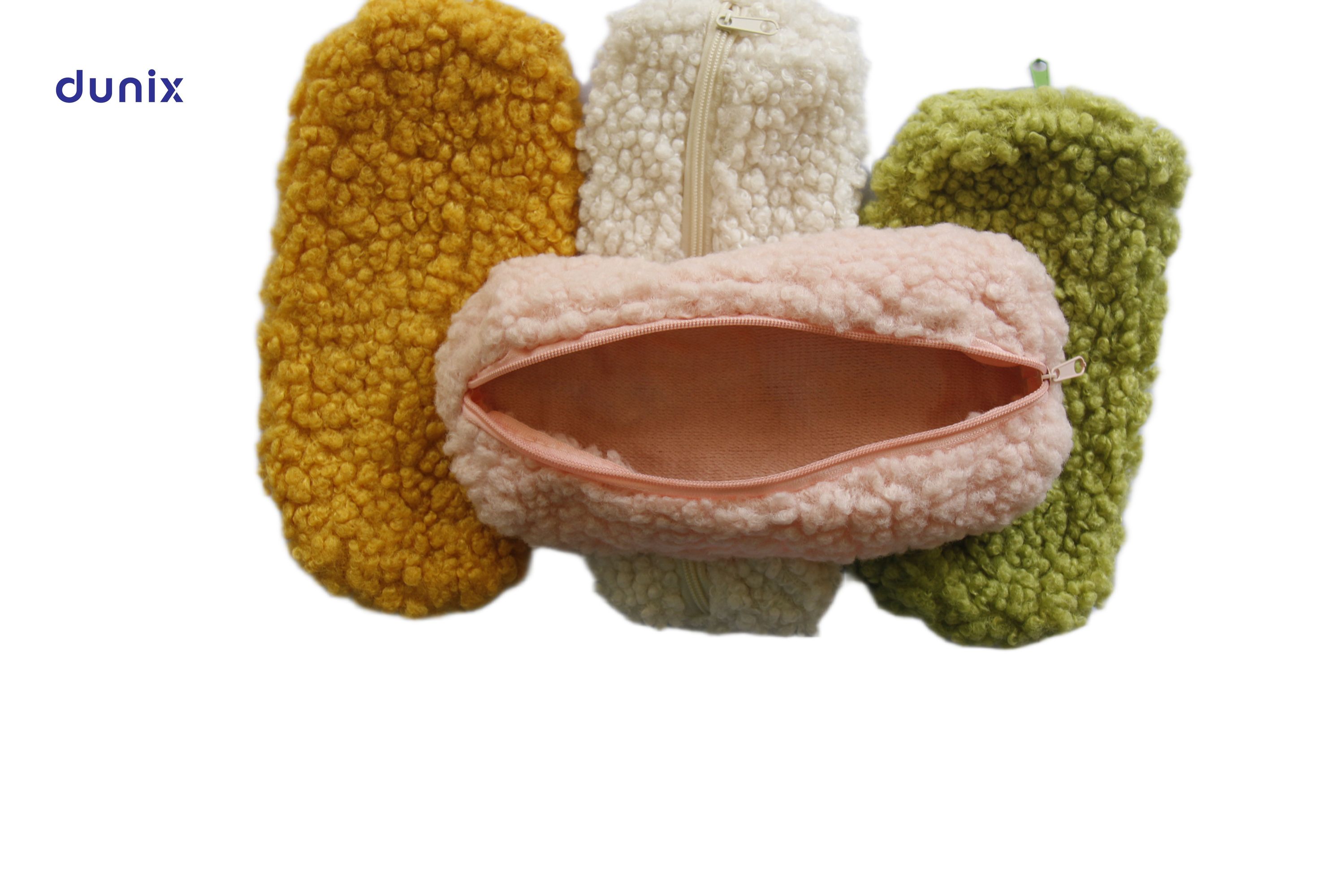 Dunix Fluffy Teddy Pencil Pouch – Plush Zipper Pen Bag – Soft Cosmetic & Stationery Organizer